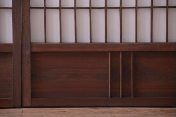 和製アンティーク　モールガラス帯の障子戸4枚セット