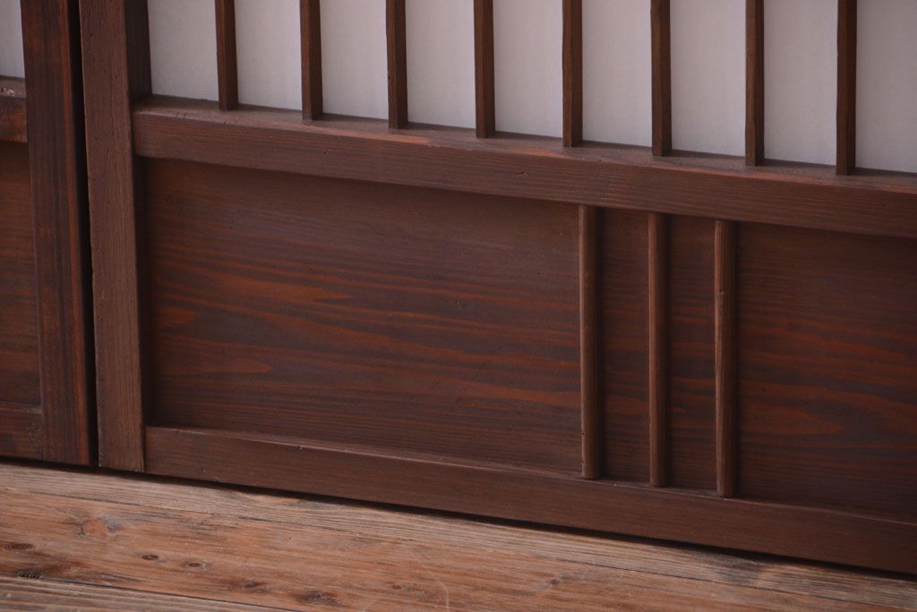 和製アンティーク　モールガラス帯の障子戸4枚セット