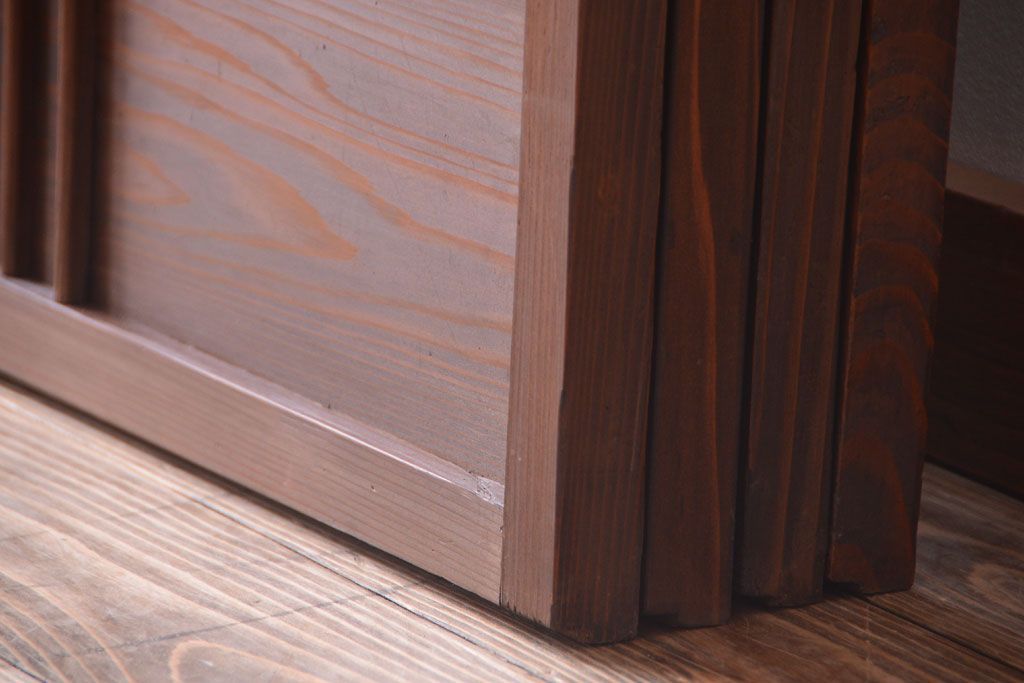 和製アンティーク　モールガラス帯の障子戸4枚セット