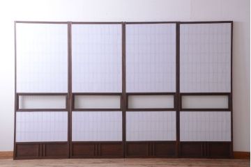 和製アンティーク　モールガラス帯の障子戸4枚セット