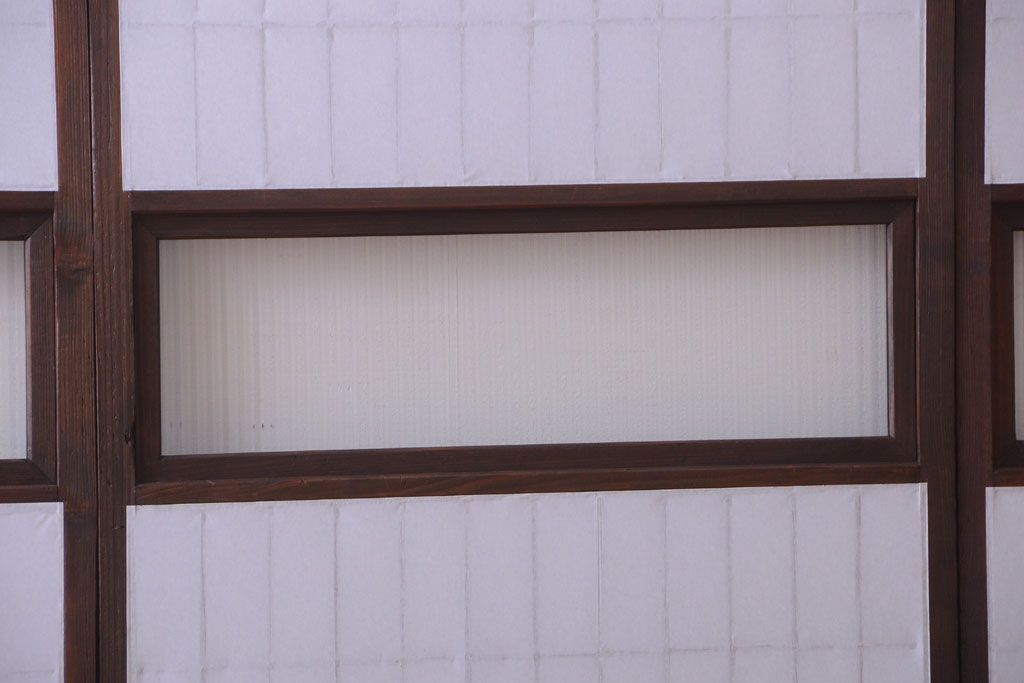 和製アンティーク　モールガラス帯の障子戸4枚セット