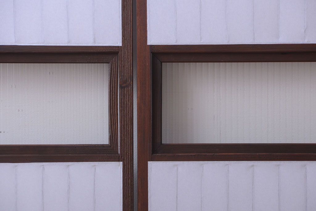 和製アンティーク　モールガラス帯の障子戸4枚セット