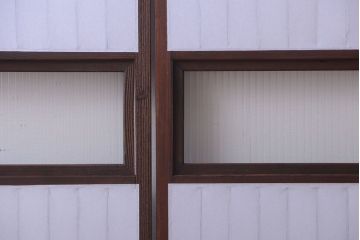 和製アンティーク　モールガラス帯の障子戸4枚セット