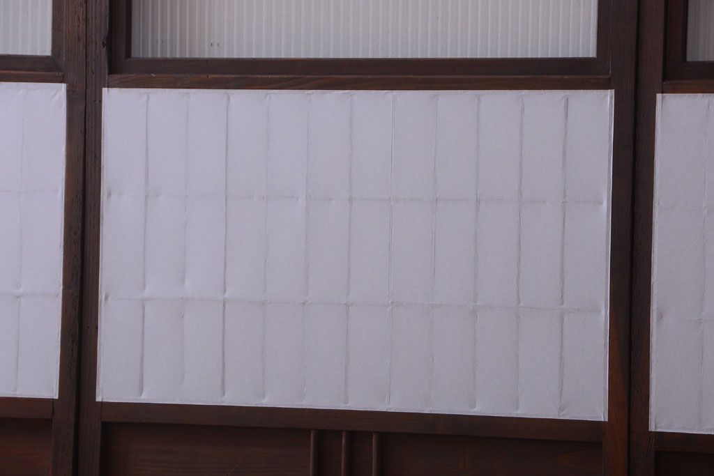 和製アンティーク　モールガラス帯の障子戸4枚セット