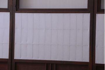 和製アンティーク　モールガラス帯の障子戸4枚セット