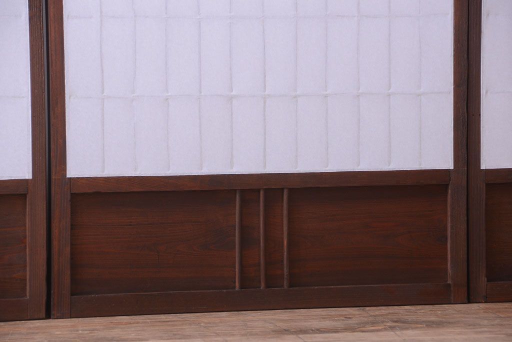 和製アンティーク　モールガラス帯の障子戸4枚セット