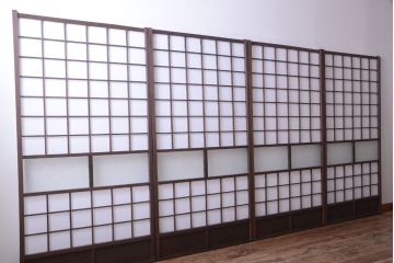 和製アンティーク　ダイヤガラス帯の障子戸4枚セット