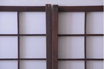 和製アンティーク　ダイヤガラス帯の障子戸4枚セット
