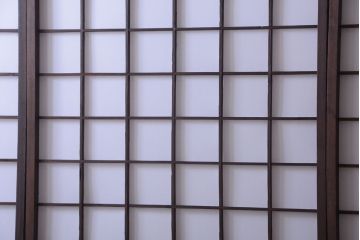 和製アンティーク　ダイヤガラス帯の障子戸4枚セット