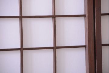 和製アンティーク　ダイヤガラス帯の障子戸4枚セット