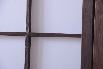 和製アンティーク　ダイヤガラス帯の障子戸4枚セット