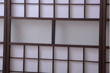 和製アンティーク　ダイヤガラス帯の障子戸4枚セット