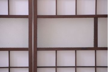 和製アンティーク　ダイヤガラス帯の障子戸4枚セット