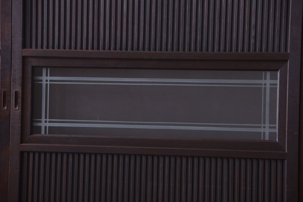 古民具・骨董　裏ガラス入り!デザインガラス帯格子戸4枚セット