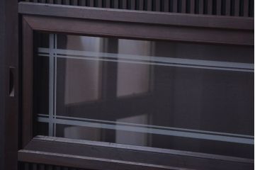 古民具・骨董　裏ガラス入り!デザインガラス帯格子戸4枚セット