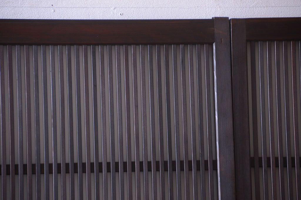 古民具・骨董　裏ガラス入り!デザインガラス帯格子戸4枚セット