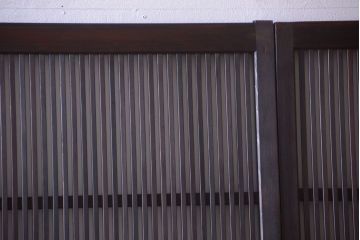 古民具・骨董　裏ガラス入り!デザインガラス帯格子戸4枚セット