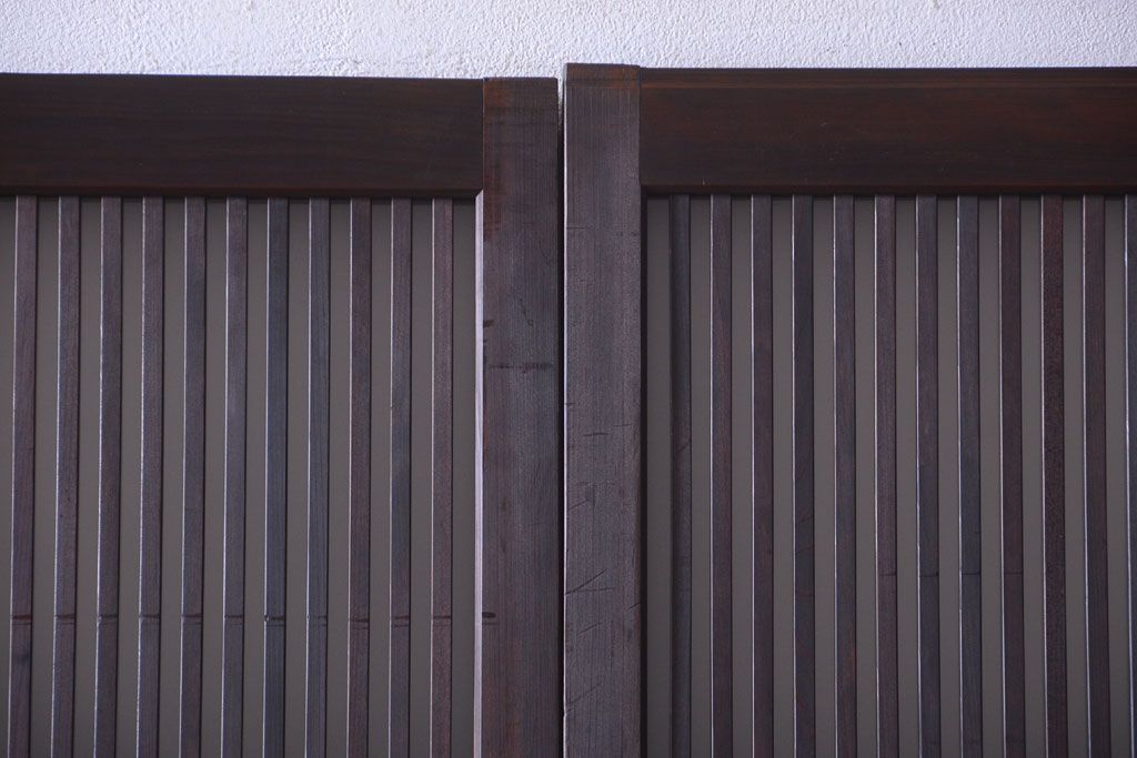 古民具・骨董　裏ガラス入り!デザインガラス帯格子戸4枚セット