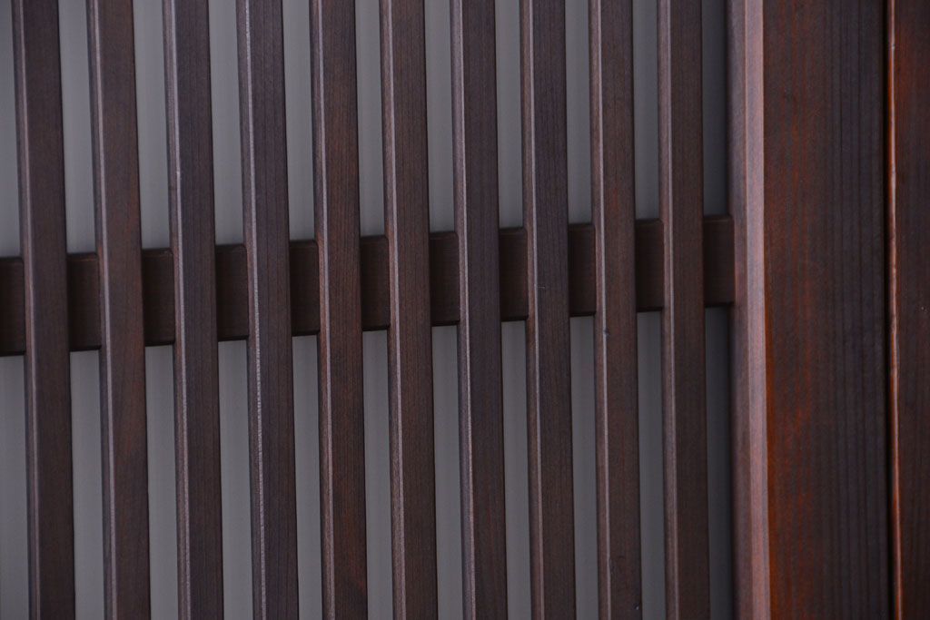 古民具・骨董　裏ガラス入り!デザインガラス帯格子戸4枚セット