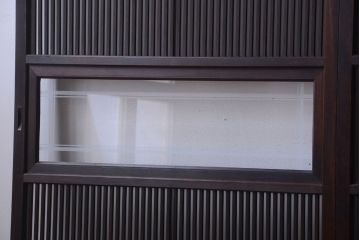 古民具・骨董　裏ガラス入り!デザインガラス帯格子戸4枚セット