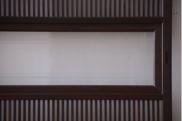 古民具・骨董　裏ガラス入り!デザインガラス帯格子戸4枚セット