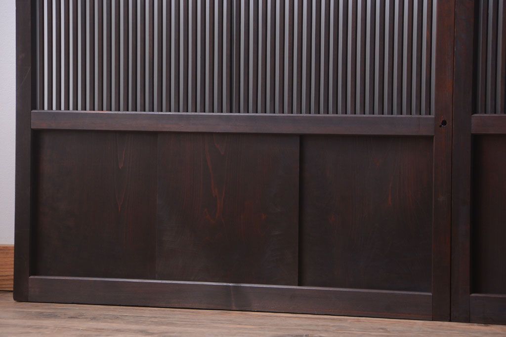 古民具・骨董　裏ガラス入り!デザインガラス帯格子戸4枚セット