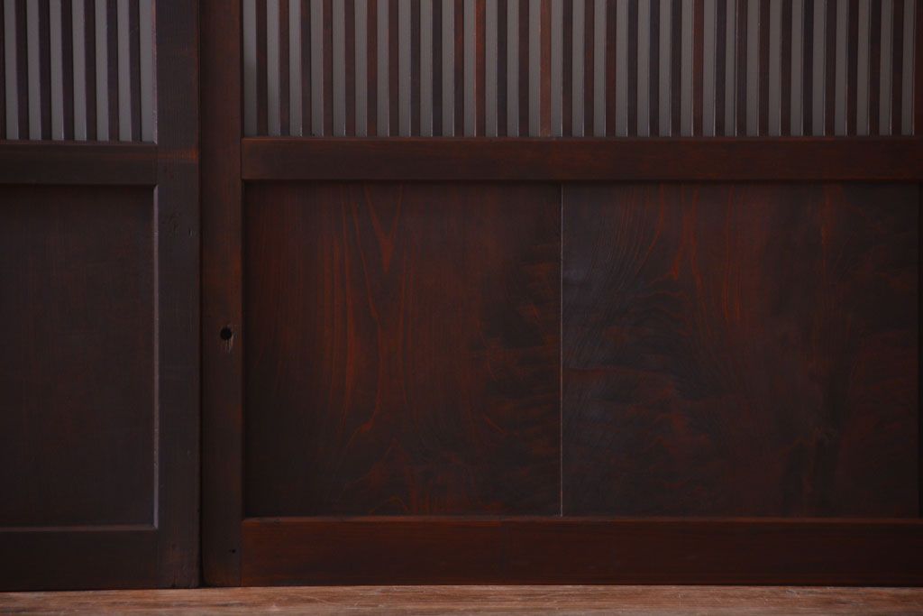 古民具・骨董　裏ガラス入り!デザインガラス帯格子戸4枚セット