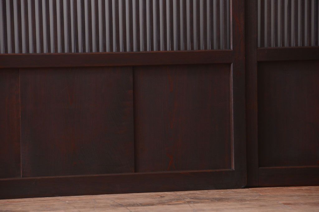 古民具・骨董　裏ガラス入り!デザインガラス帯格子戸4枚セット