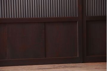 古民具・骨董　裏ガラス入り!デザインガラス帯格子戸4枚セット