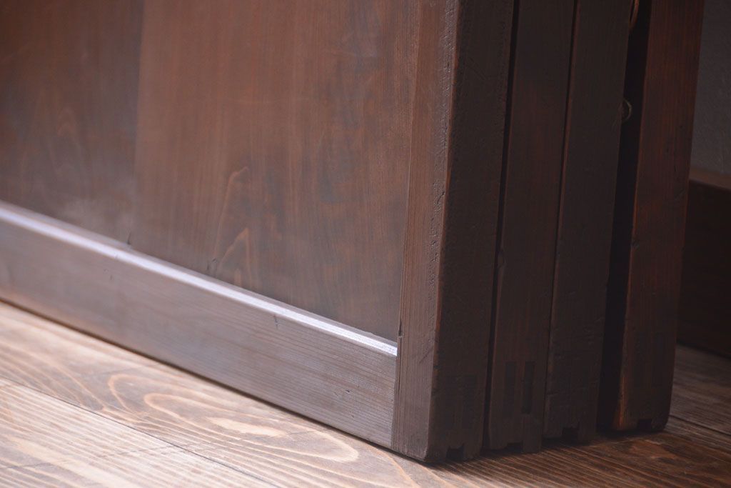 古民具・骨董　裏ガラス入り!デザインガラス帯格子戸4枚セット