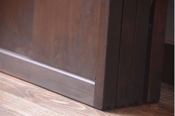 古民具・骨董　裏ガラス入り!デザインガラス帯格子戸4枚セット