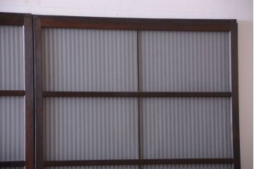 古民具・骨董　裏ガラス入り!デザインガラス帯格子戸4枚セット