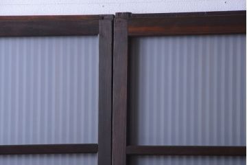 古民具・骨董　裏ガラス入り!デザインガラス帯格子戸4枚セット