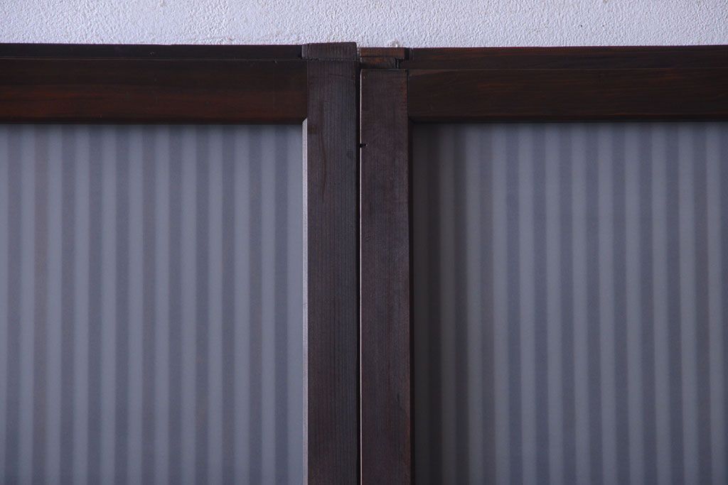 古民具・骨董　裏ガラス入り!デザインガラス帯格子戸4枚セット