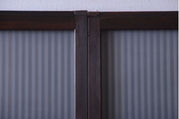古民具・骨董　裏ガラス入り!デザインガラス帯格子戸4枚セット