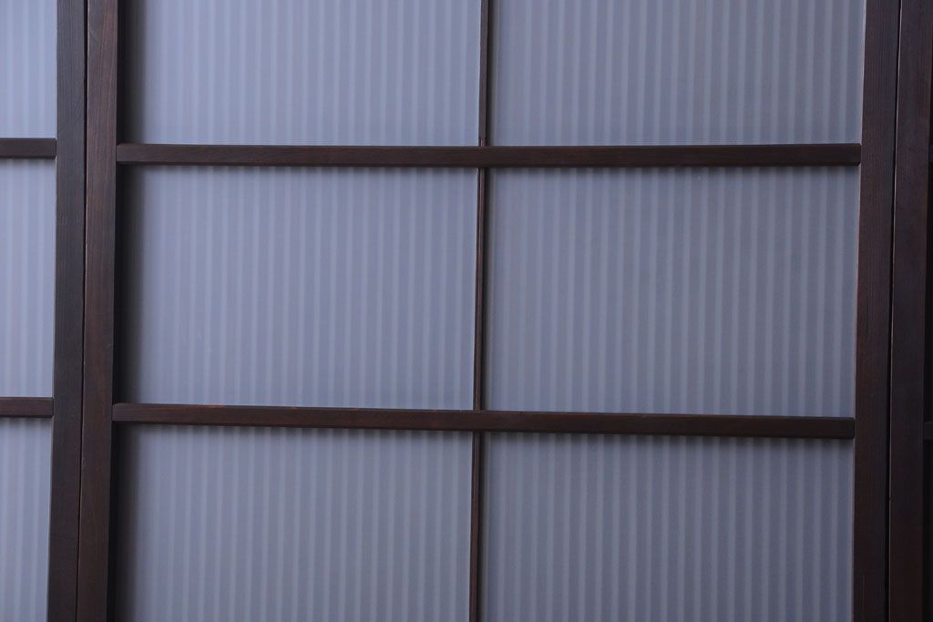 古民具・骨董　裏ガラス入り!デザインガラス帯格子戸4枚セット