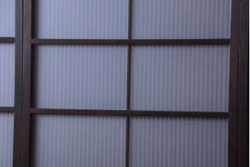 古民具・骨董　裏ガラス入り!デザインガラス帯格子戸4枚セット