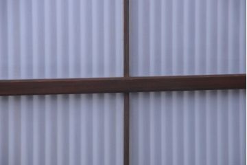 古民具・骨董　裏ガラス入り!デザインガラス帯格子戸4枚セット