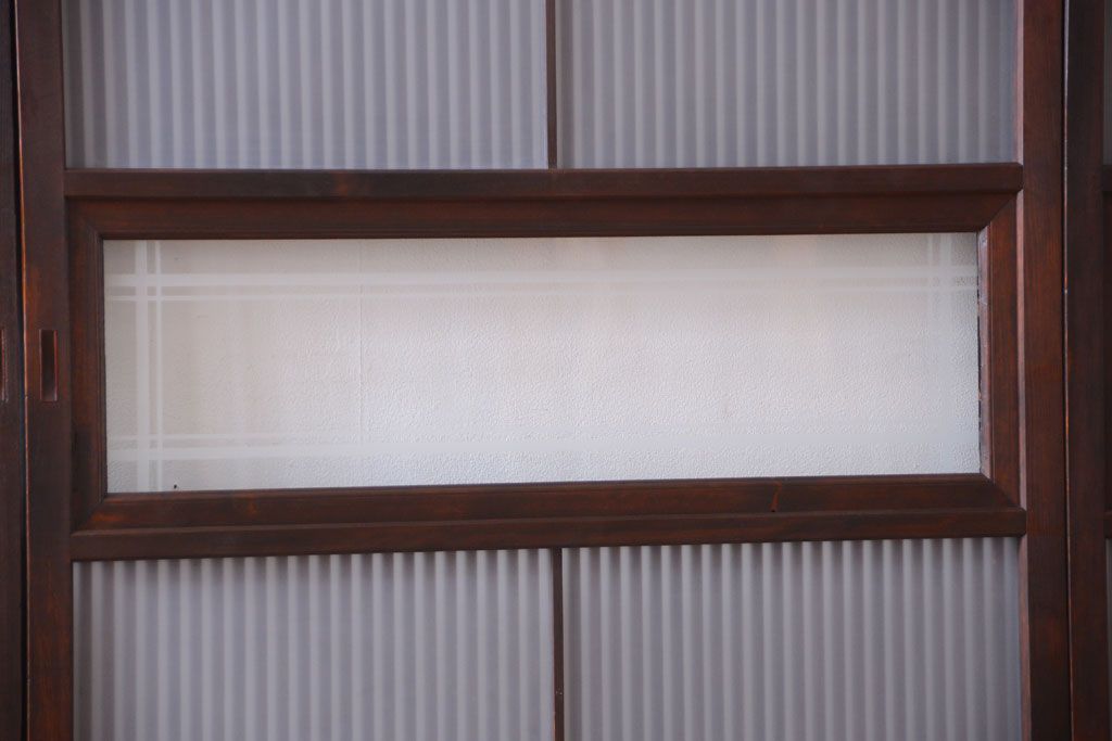 古民具・骨董　裏ガラス入り!デザインガラス帯格子戸4枚セット