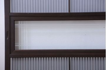 古民具・骨董　裏ガラス入り!デザインガラス帯格子戸4枚セット