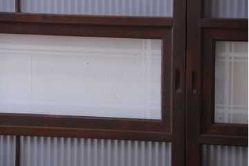 古民具・骨董　裏ガラス入り!デザインガラス帯格子戸4枚セット