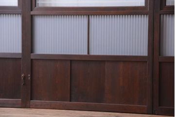 古民具・骨董　裏ガラス入り!デザインガラス帯格子戸4枚セット