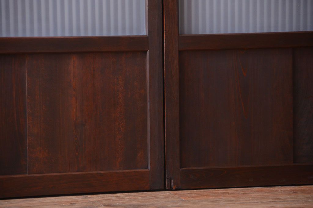 古民具・骨董　裏ガラス入り!デザインガラス帯格子戸4枚セット