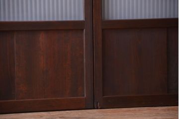 古民具・骨董　裏ガラス入り!デザインガラス帯格子戸4枚セット