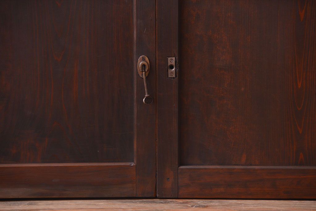 古民具・骨董　裏ガラス入り!デザインガラス帯格子戸4枚セット