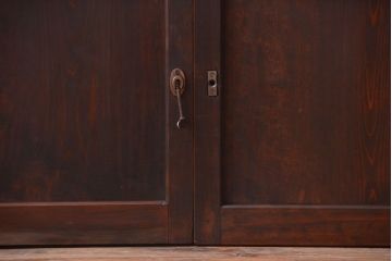 古民具・骨董　裏ガラス入り!デザインガラス帯格子戸4枚セット