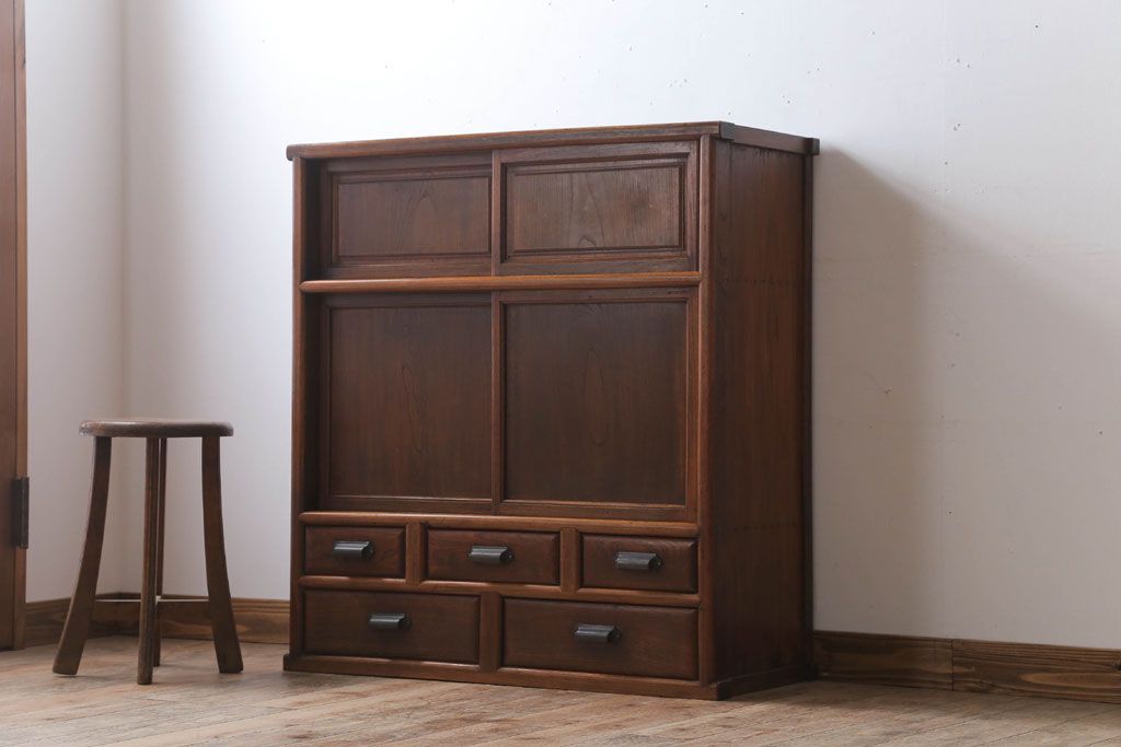 アンティーク家具　和製アンティーク　高級品!前面欅材の上品な収納棚