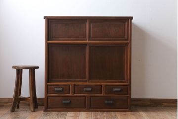アンティーク家具　和製アンティーク　高級品!前面欅材の上品な収納棚