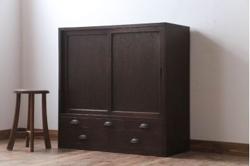 アンティーク家具　古民具・骨董　高級品!三方栗材のアンティーク収納棚