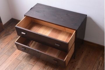 アンティーク家具　アンティーク　前面欅材!鉄脚付き時代箪笥ローボード(ローチェスト)(1)